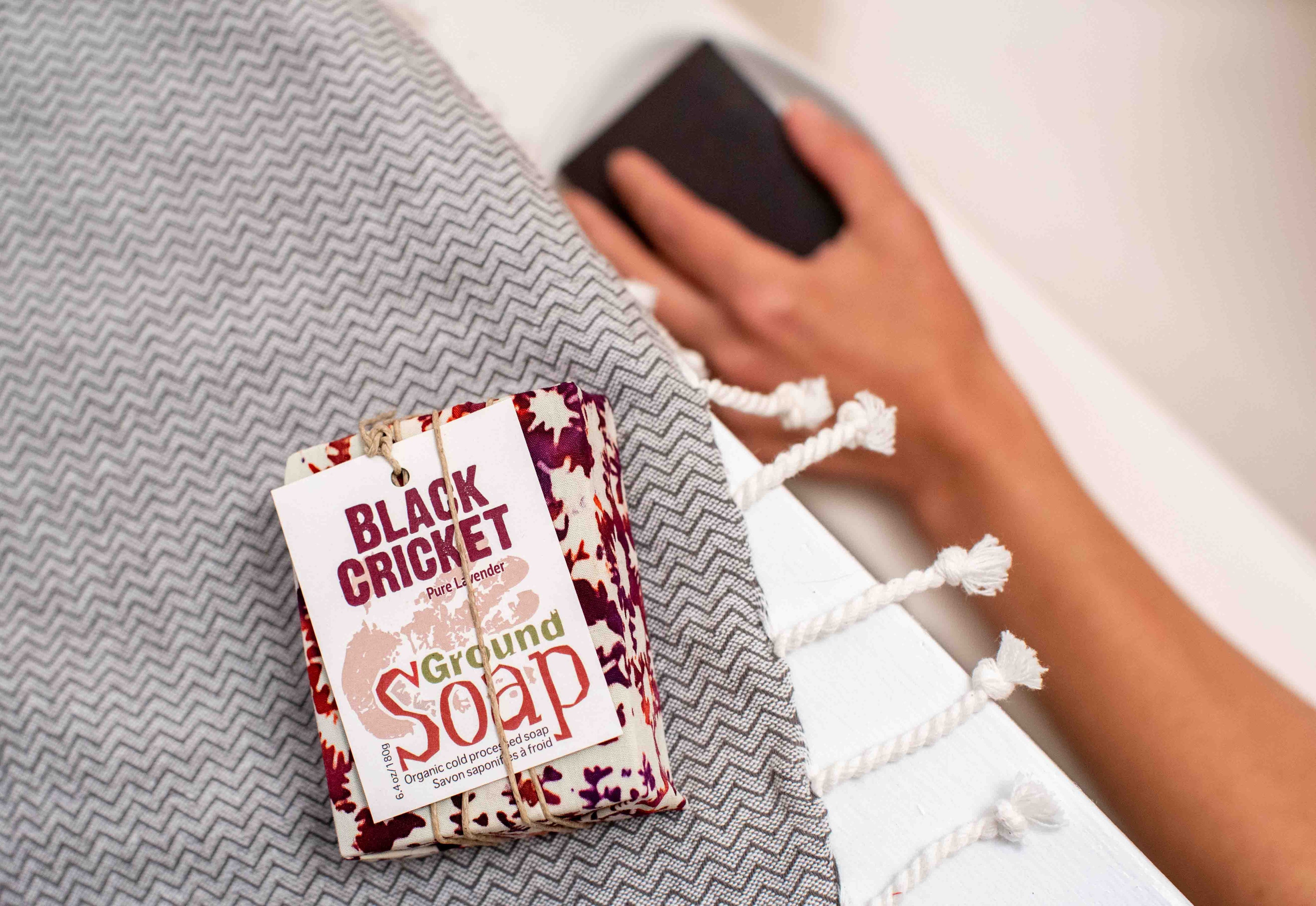 Photo of person with Black Cricket Ground Soap bar