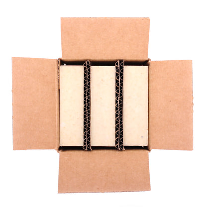 A naked three pack of Plain Jane Unscented organic bar soap from ground Soap in a box.